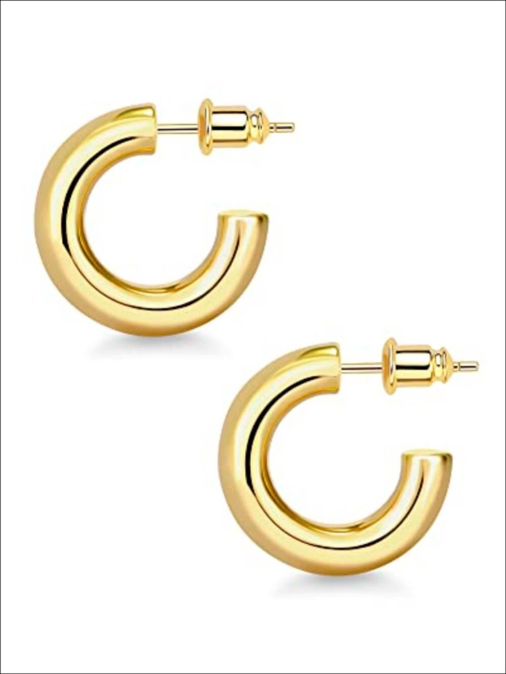 14K Gold Plated Chunky Hoop Earrings Lightweight Everyday